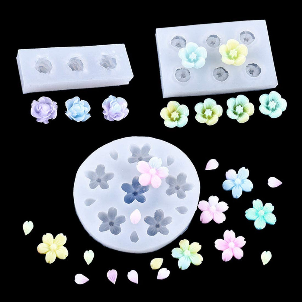 FineInno - Molde de resina de flores 3D de silicona moldes de fundición para manualidades, llavero, pendientes, joyería - Arteztik