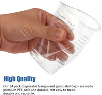 Paquete de 24 tazas desechables graduadas transparentes, 8 onzas de tazas de medición de plástico transparente para mezclar resina epoxi/líquido/pintura artística/slime/pintura al óleo - Arteztik
