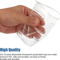 Paquete de 24 tazas desechables graduadas transparentes, 8 onzas de tazas de medición de plástico transparente para mezclar resina epoxi/líquido/pintura artística/slime/pintura al óleo - Arteztik