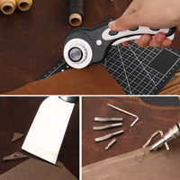 Leather Working Tools Kit, Leather Craft Kits, Hand Leather Tool Kit with Instructions, Quality Toolbox, Rotary Cutter, Waxed Thread, Tracing Wheel, and Other Leather Working Supplies for Beginners - Arteztik
