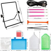 YIZUNNU - Kit de herramientas y accesorios de pintura de diamante 5D con almohadilla de luz para pintura de diamante y caja de bordado de diamante para adultos o niños (22 piezas) - Arteztik