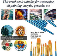 Juego de pinceles de pintura acrílica, 2 paquetes / 20 cepillos de pelo de nailon para todo tipo de acuarelas, pintura al óleo, kits profesionales - Arteztik
