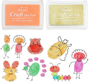 Paquete de 10 almohadillas de tinta para manualidades con diseño de arcoíris para los dedos, para profesores, niños, para hacer tarjetas con huella dactilar, lavables, negro, dorado, azul, rosa - Arteztik