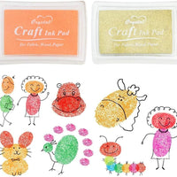 Paquete de 10 almohadillas de tinta para manualidades con diseño de arcoíris para los dedos, para profesores, niños, para hacer tarjetas con huella dactilar, lavables, negro, dorado, azul, rosa - Arteztik