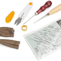 27 piezas de herramientas de mano de cuero para costura a mano, para costura de puntos, punzonado, costura de agujas, cunas de dedos, principiantes, profesionales de cuero, bricolaje - Arteztik