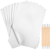Papel de transferencia de carbono blanco de 11.7 x 8.3 pulgadas, papel de calco, grafito de carbono, papel de copia con lápiz de relieve, lápiz capacitivo de punteado, herramientas para tela, papel de madera (210 piezas) - Arteztik
