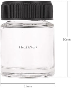 KKmoon 10pcs aerógrafo Botellas & de PP 3/4oz 22 cc Air Brush Botella tarros de vidrio con tapa de plástico (utilizando en aerógrafos - Arteztik
