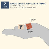 Juego de 2 (60 piezas) sellos de letras y símbolos de madera de 1.0 in para manualidades y álbumes de recortes - Arteztik
