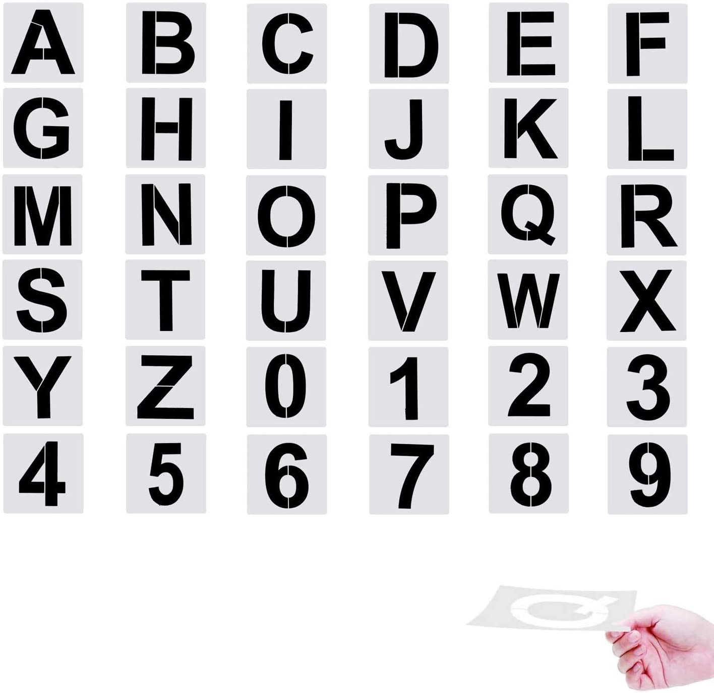 42 plantillas de plantillas de letras y números, plantillas de alfabeto  reutilizables y lavable Abanopi Plantilla