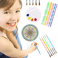 Mandala - Juego de herramientas para puntear y plantillas para pintar rocas, pintura de piedra, mandalas y arcilla con una bolsa de almacenamiento impermeable con cremallera azul para adultos - Arteztik