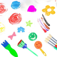 FOVERN1 60 piezas de pintura de esponja para niños, kit de pinceles de pintura para niños, juego de pinceles de pintura de espuma, tazas de pintura con 1 delantal de pintura impermeable - Arteztik
