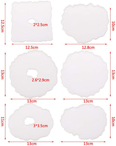 JiaUfmi moldes de resina para posavasos de resina, 6 moldes de silicona con copos de lámina dorada para posavasos de resina (paquete de 9) - Arteztik