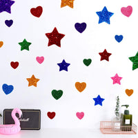 260 pegatinas de espuma con purpurina de colores, autoadhesivas, diseño de estrellas y formas de corazón - Arteztik
