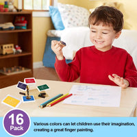Almohadillas de tinta para dedos, lavables, para manualidades, sellos de goma, papel, álbumes de recortes, tela de madera, el mejor regalo para niños (16 colores) - Arteztik
