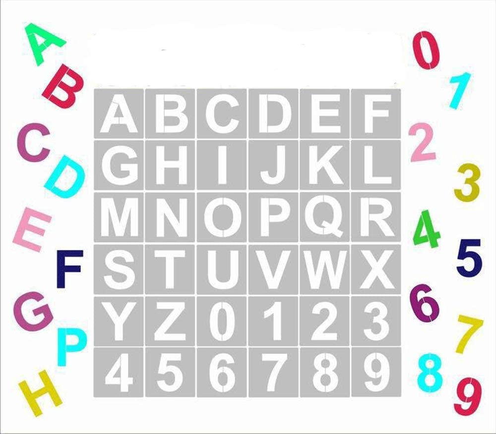 42 plantillas de plantillas de letras y números, plantillas de alfabeto  reutilizables y lav MABOTO Plantilla