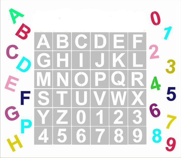 Plantillas de letras del alfabeto, 36 plantillas reutilizables de plástico para números de letra, plantillas de arte para madera, pared, tela, roca, pizarra, señalización (3.0 in) - Arteztik