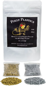 Polly plásticos metálico color Pellets para – Canillera de plástico. Oro y Plata. - Arteztik