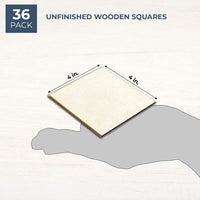 Recortes cuadrados de madera para manualidades, cuadrados de madera (4 x 4 pulgadas, 36 piezas) - Arteztik
