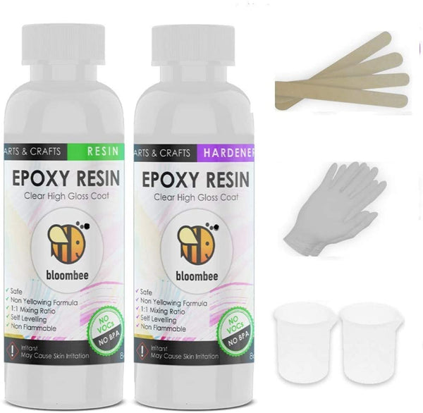 Bloombee resina epoxi transparente, 16oz cuando se mezcla, relación 1:1 2 partes resina epoxi, revestimiento para joyas de resina, pinturas acrílicas, moldes, mesas de río, kit de fabricación de arte vasos - Arteztik