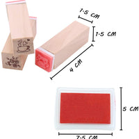 Heatoe - Juego de 25 sellos con diseño de diario de amor con 1 almohadilla roja de sello, sellos de goma de madera, sellos de flores naturales con caja de almacenamiento de madera - Arteztik