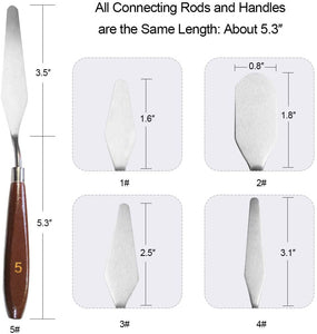 Ationgle Paleta cuchillo 14 piezas de acero inoxidable espátula suministros de pintura con mango de madera para pintura al óleo, mezcla acrílica y textura - Arteztik