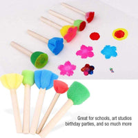 5 esponjas de pintura, cepillo de espuma, esponja de espuma, juguetes para niños, diseño colorido DIY juguetes de madera Graffiti herramientas mango - Arteztik
