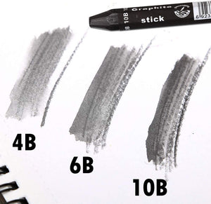 Set de palillos de grafito – solubles en agua – 4B 6B 10B, suministros de dibujo artístico para lápices de dibujo y sombreado, bocetos de artista – 3 piezas - Arteztik