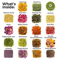 Hierbas secas y flores para hechizos de brujería – Paquete de 18 bolsas de flores secas a granel – Ideal para hacer velas DIY Kit Jabón Aceite Esencial Resina Labial Brillo Incluye Pétalos de Rosa de Lavanda Jazmín - Arteztik
