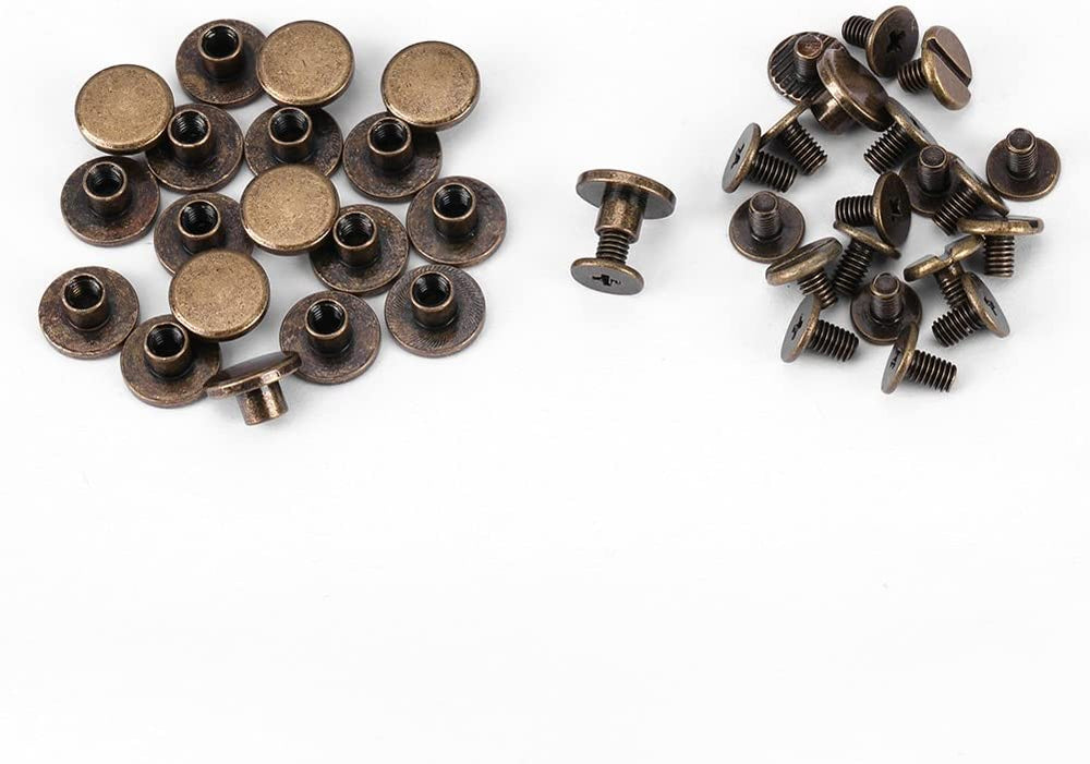 20 remaches de cabeza plana de cobre, latón, tuercas, clavos, remaches de piel, accesorios de remaches, 5mm - Arteztik