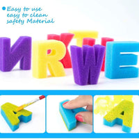 Kit de pintura de aprendizaje temprano para niños, brochas de pintura de esponja para niños, para aprender a hacer tú mismo, incluye esponja de espuma con patrón de flores y 26 alfabetos ingleses, 47 piezas - Arteztik
