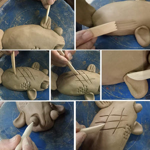 YZNlife Juego de 30 herramientas de escultura de arcilla, mango de madera, juego de herramientas de tallado de cerámica, con bolsa de transporte, delantal y mangas - Arteztik