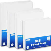 Zacklla Painting Canvas Panels Multi Pack, 8x8", 8x10", 10x10", 9x12" Set de 48, Canvas Boards for Painting - Arteztik
