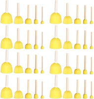AUEAR, 40 Pack Round Paint Foam Sponge Brush Set Painting Tools for Kids DIY Painting and Crafts Yellow 5 Assorted Size - Arteztik
