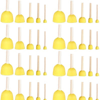 AUEAR, 40 Pack Round Paint Foam Sponge Brush Set Painting Tools for Kids DIY Painting and Crafts Yellow 5 Assorted Size - Arteztik