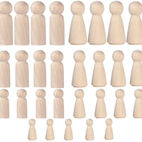 35 piezas de muñecas de madera sin terminar, pequeños cuerpos de muñeca de madera, muñeca de madera de la familia para manualidades - Arteztik