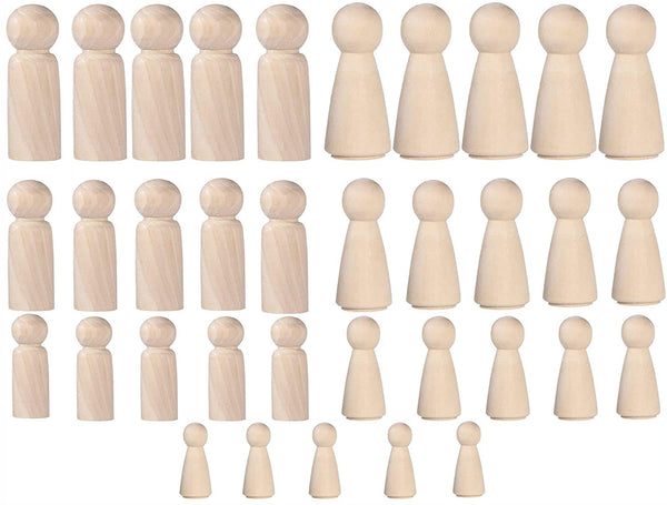 35 piezas de muñecas de madera sin terminar, pequeños cuerpos de muñeca de madera, muñeca de madera de la familia para manualidades - Arteztik