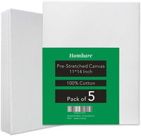 Homkare 11x14 Inch Stretched Canvas Pre-Stretched Canvas for Painting (Pack of 5) - Arteztik
