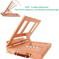 Caballete de mesa ajustable de madera de haya, caballete de escritorio portátil para pintura, bocetos, dibujo con cajón de almacenamiento y 1 paleta de pintura, adecuado para adultos, niños, principiantes y artistas - Arteztik