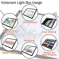 Voilamart - Cuadro de luz LED A2 para cuadro de luz con panel de iluminación, brillo regulable con clip de papel, 2 cables, para dibujo de manualidades, dibujo, plantilla de dibujo - Arteztik