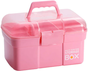 Kinsorcai Caja de almacenamiento de plástico de 11.0 in con bandeja extraíble, organizador multiusos y estuche de almacenamiento para arte y cosméticos (verde) - Arteztik