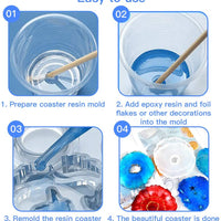 Moldes de resina de Jetika 6 piezas de silicona para posavasos + 3 piezas de resina epoxi brillante en copos de oro y resina epoxi, regalo para hacer esteras de taza/geoda ágata rebanada posavasos/soportes para cuencos/colgantes/decoración del hogar - Arteztik
