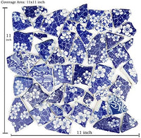 Lanyani Roto China Mosaico Azulejos, Azulejo de cerámica de porcelana azul y blanca esmaltado irregular para manualidades - Arteztik
