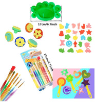 Fycooler - Kit de herramientas de pintura para niños, juego de pintura de aprendizaje temprano, pintura de esponja, paleta de pinceles de hoja, herramientas de dibujo suministros para 3 4 5 6 años de antigüedad preescolar divertido regalo no tóxico para b - Arteztik
