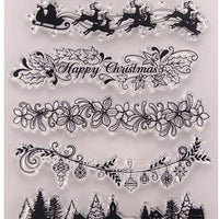 Sellos de goma transparente con diseño de copos de nieve, para árbol de Navidad - Arteztik