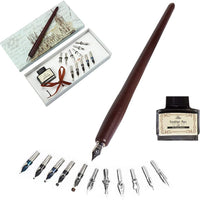Juego de bolígrafos de caligrafía para caligrafía inglesa de madera, caligrafía hecha a mano con 11 puntas de diferentes estilos, tinta de escritura y pluma estilográfica, caja de regalo - Arteztik