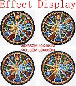 DIY Handwork Store Mandala Series Zodiaco Horóscopo 5D pintura de diamante de dibujos animados de punto de cruz Brocas completas con AB diamantes de imitación bordado Artes suministros de Navidad pegatinas de regalo (15.7 "x 15.7") - Arteztik