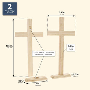 Juvale - Cruz de madera sin terminar para decoración del hogar (2 unidades) - Arteztik