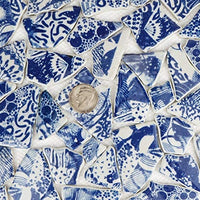 Lanyani Roto China Mosaico Azulejos, Azulejo de cerámica de porcelana azul y blanca esmaltado irregular para manualidades - Arteztik