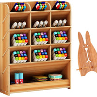 Marbrasse - organizador de escritorio de madera, multifuncional, caja de soporte para bolígrafos, papelería de escritorio, fácil de montar, estante de almacenamiento para suministros de oficina en casa-oficina con cajón - Arteztik