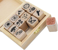 Juego de 12 sellos de madera con caja de madera - Arteztik
